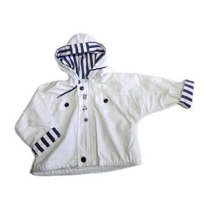 Togs Brand Baby Toddler jacket 24 Months blue and white Nautical Theme Zip Up